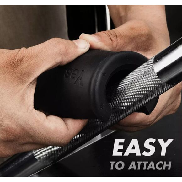 Yes4All Thick Black Rubber Grips EZ Barbell Grips Outer Dimension 2.0 inches NEW - Picture 1 of 5